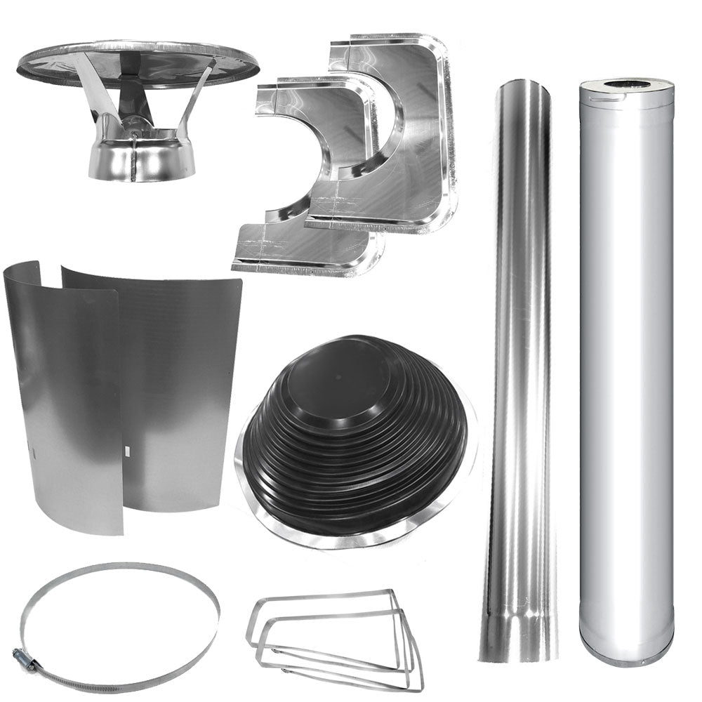 Harvia WHP1000500-PKG Chimney & Assembly Kit – Flat Roof, Stainless Steel