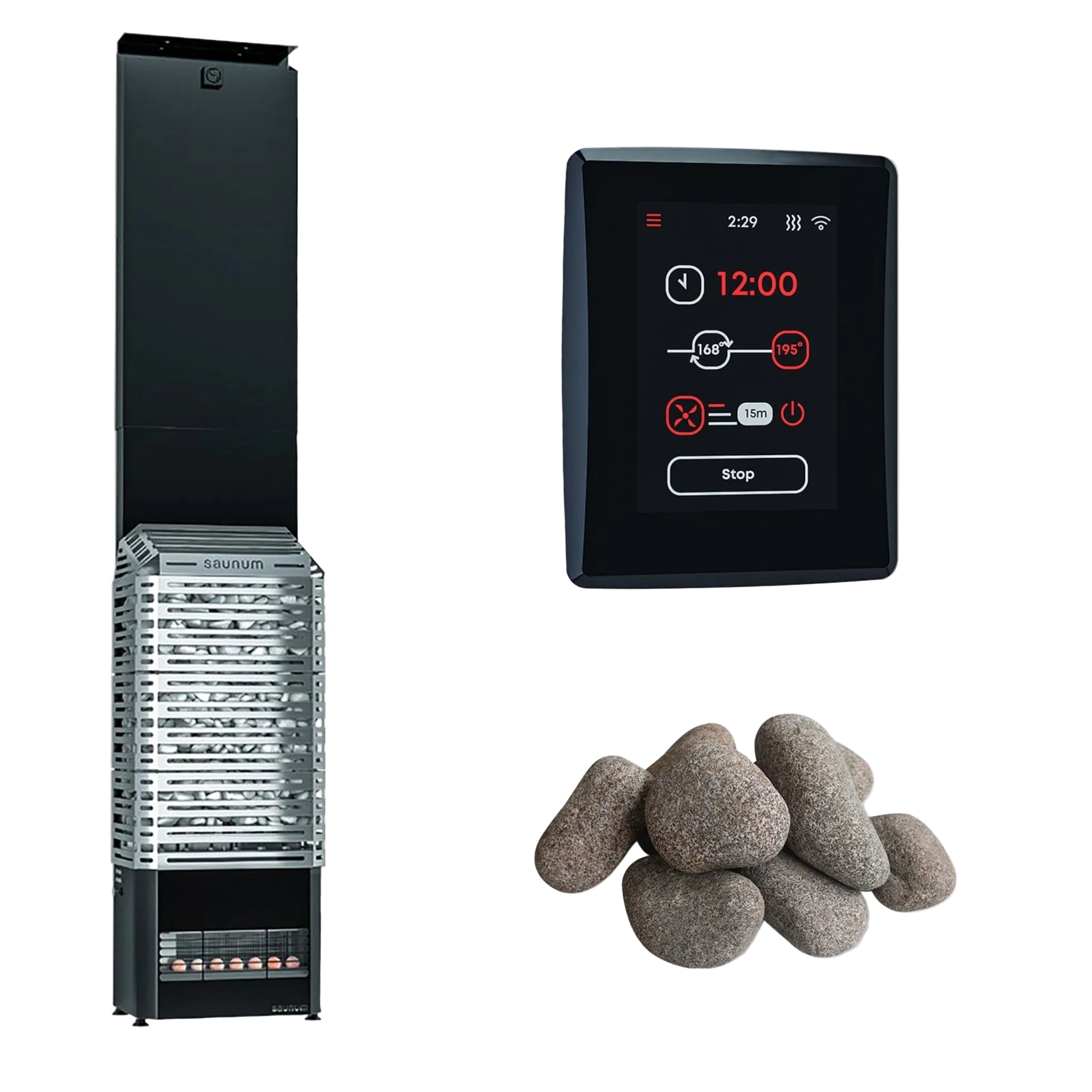 Saunum Air L 10 Sauna Heater Package (Stainless Steel | Wi-Fi Control + Stones)