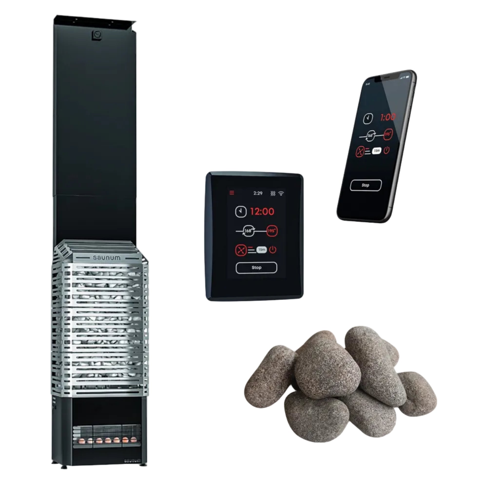 Saunum Air 5 Sauna Heater Package (Stainless Steel, Wi-Fi Control + Stones)