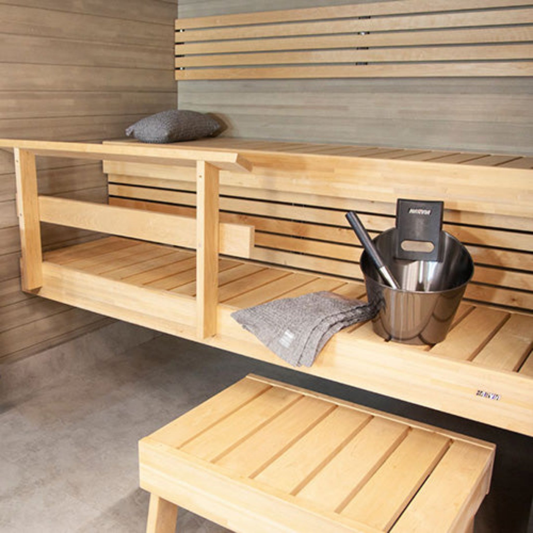 Harvia Black Steel Sauna Accessory Set (Bucket, Ladle, Thermometer & Hygrometer Combo)