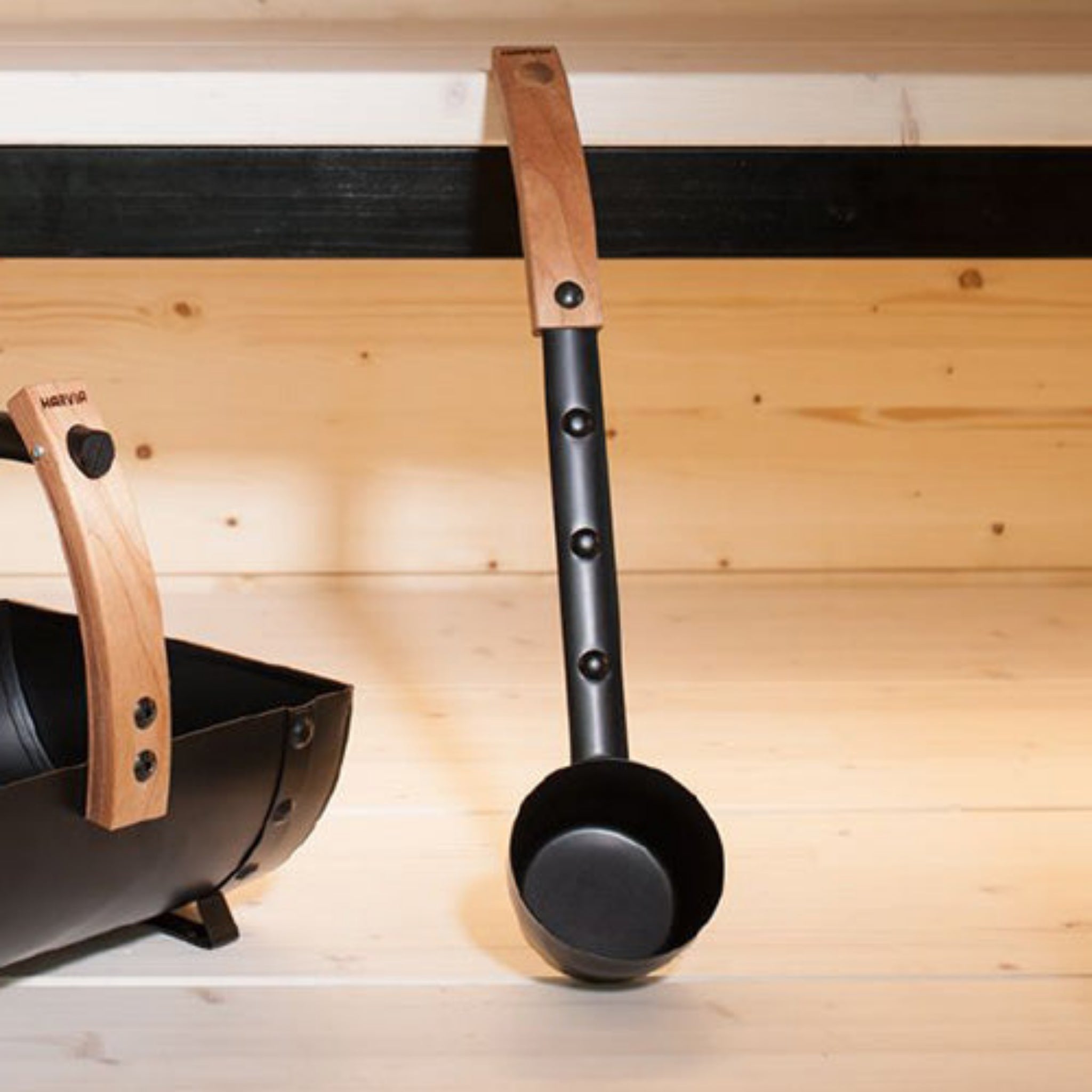 Harvia Legend Sauna Ladle (Black Steel & Thermo-Aspen Handle)