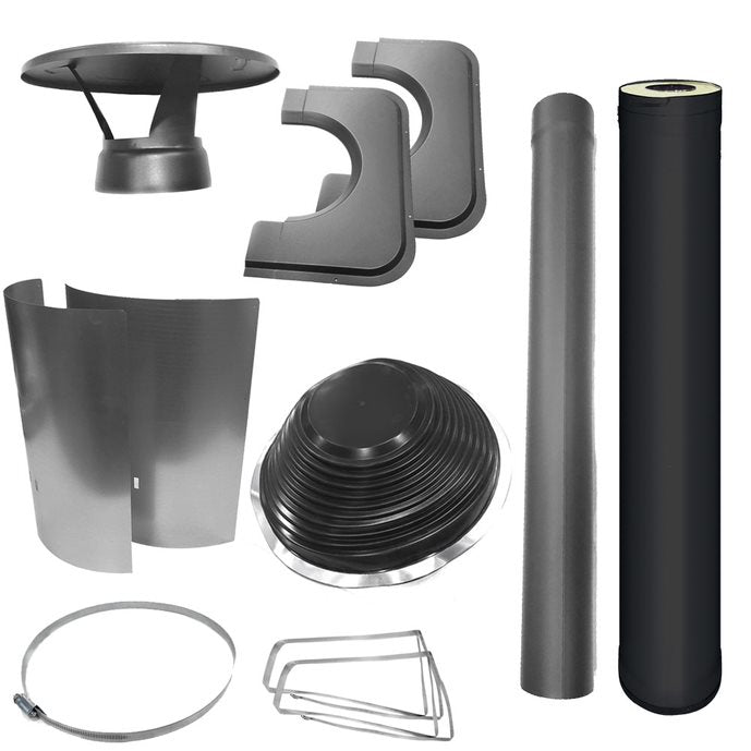 Harvia WHP1000500M-PKG Chimney & Assembly Kit – Flat Roof, Black