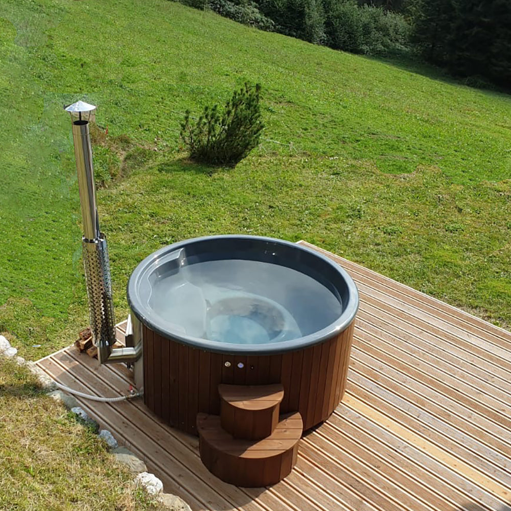SaunaLife Model S4N – Soak-Series Outdoor Wood-Fired Hot Tub (Natural, Up to 6 Persons)