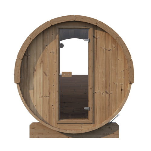SaunaLife Model E6W – ERGO-Series Outdoor Sauna Barrel with Panoramic Rear Window (Up to 3 Persons)