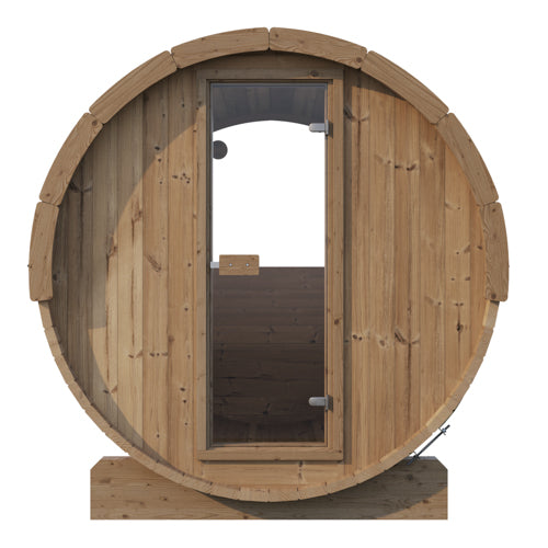 SaunaLife Model E7W – ERGO-Series Outdoor Sauna Barrel with Panoramic Rear Window (Up to 4 Persons)