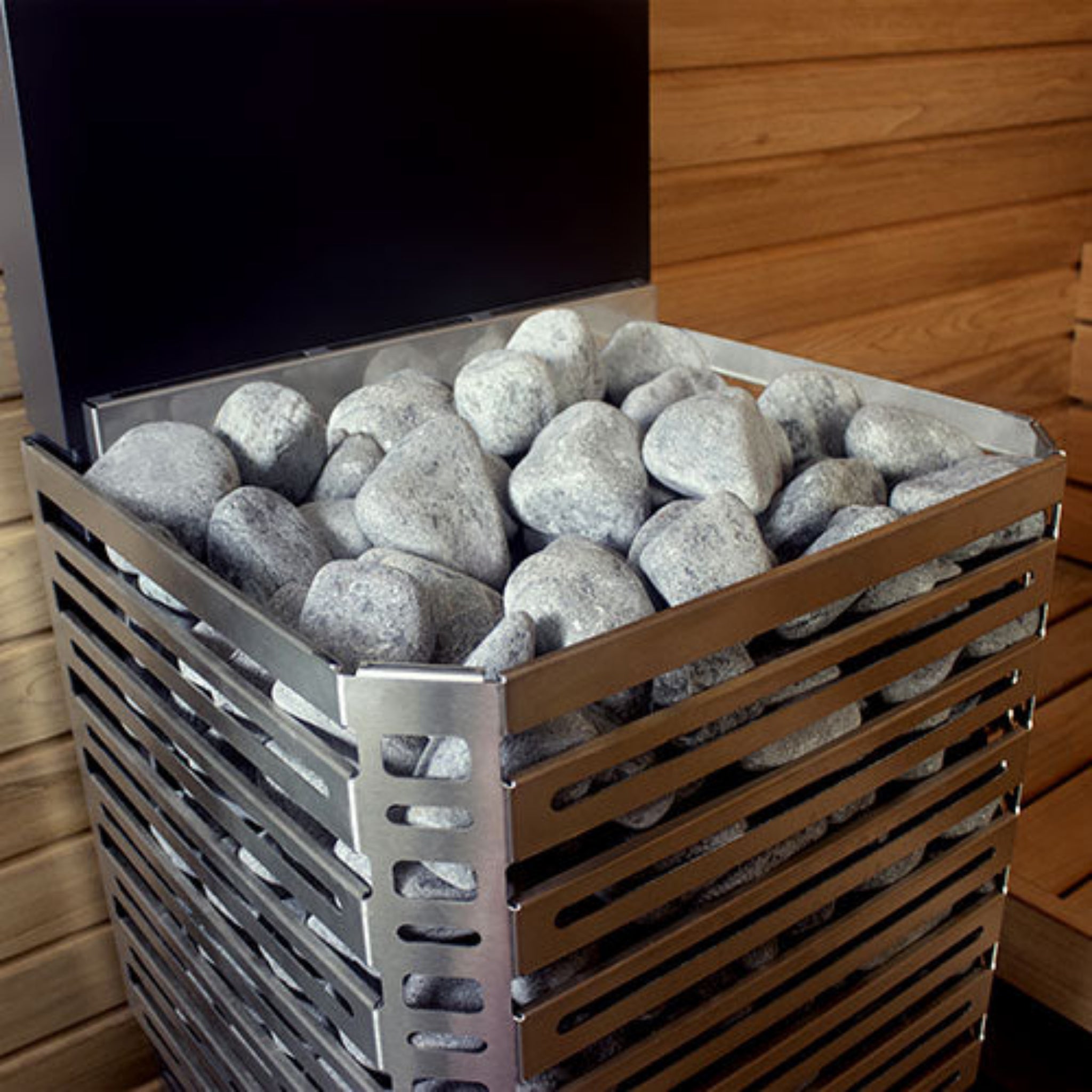 Saunum Heater Stones 33 lb Box (5–10 cm Rounded Olivine Diabase)