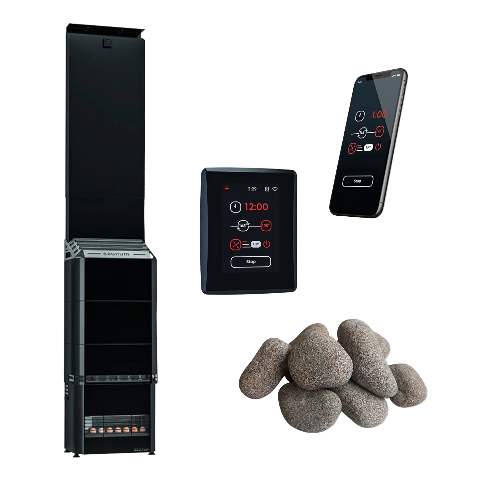 Saunum Air 7 Sauna Heater Package (7kW Complete System with Wi-Fi Control & Stones)
