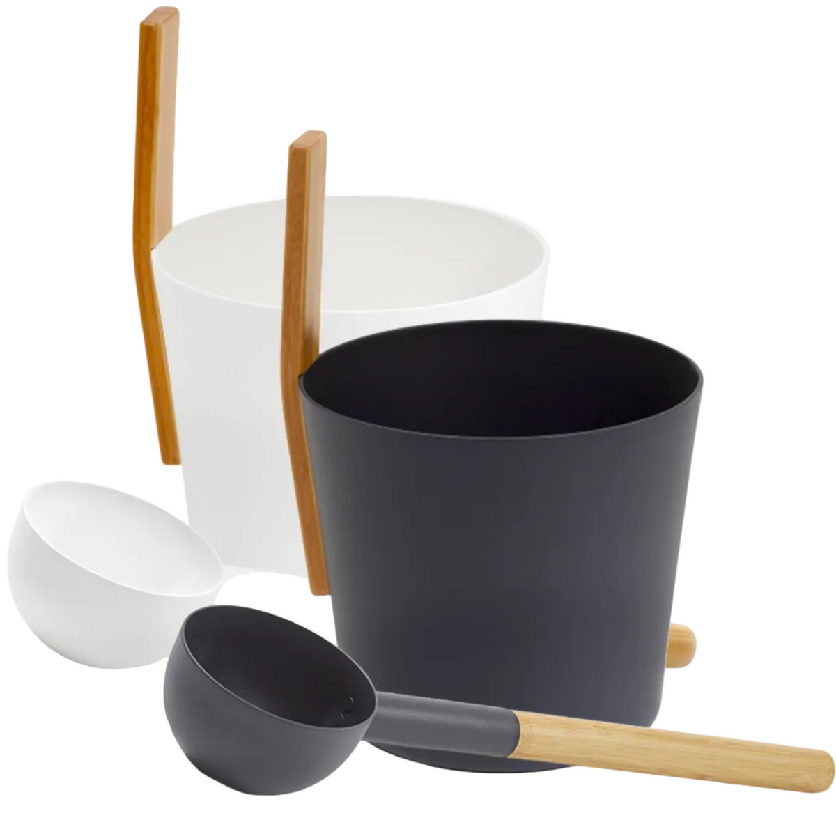 KOLO Sauna Set 3 Bucket and Ladle – White – view 2