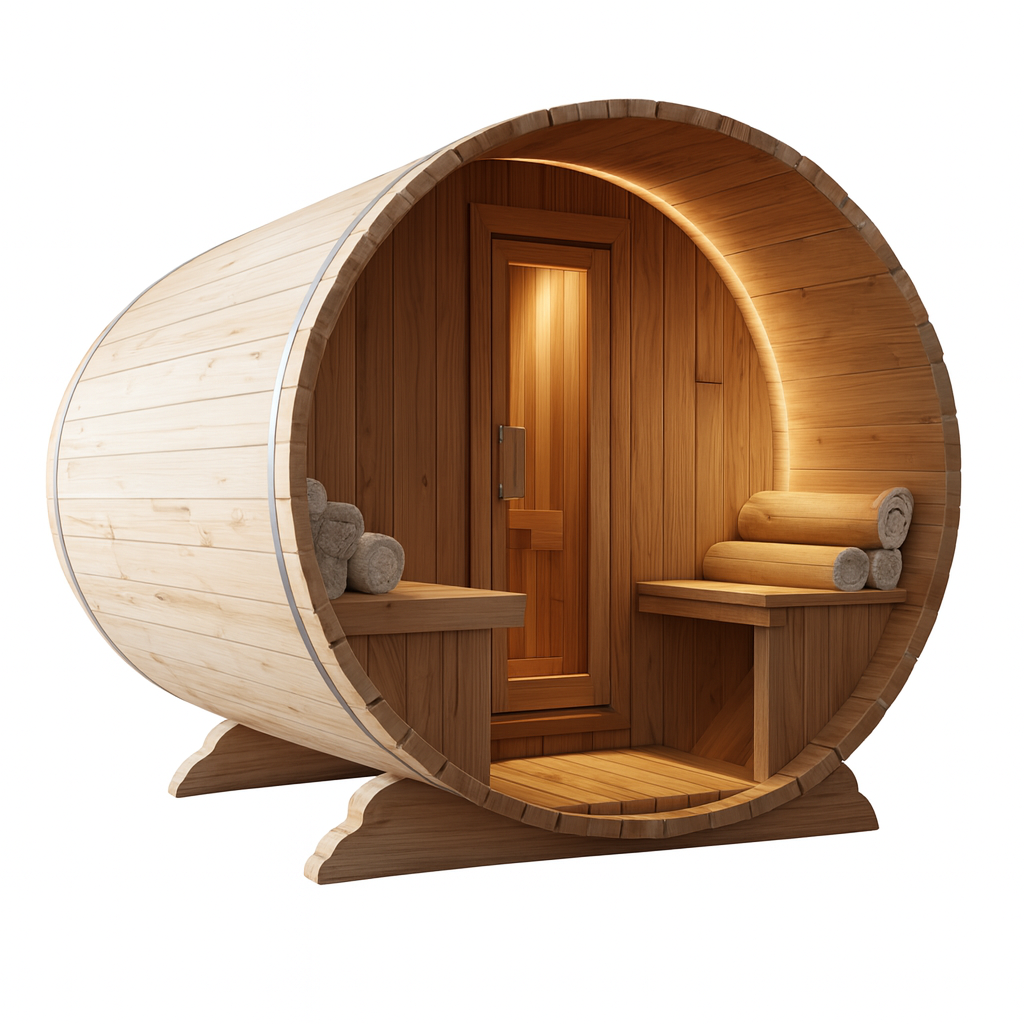RecoveryLux Minneola 4-Person Canopy Barrel Sauna