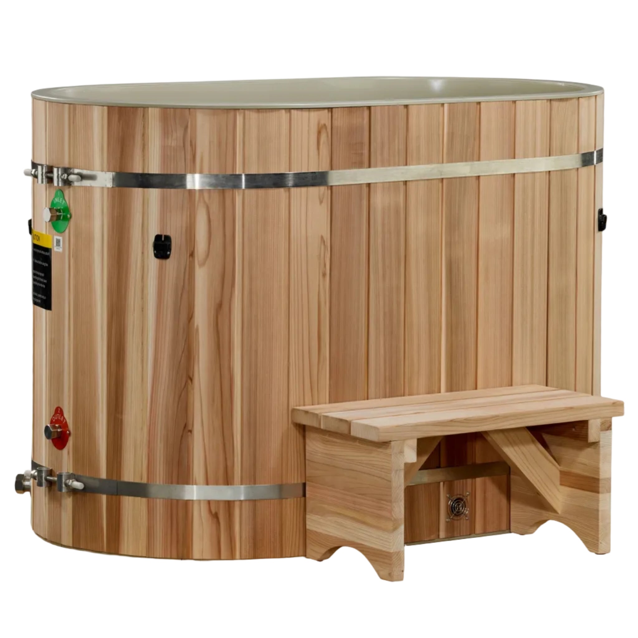 Dynamic Cold Therapy Oval Barrel Cold Plunge | Pacific Cedar | Compact Low-Entry Design