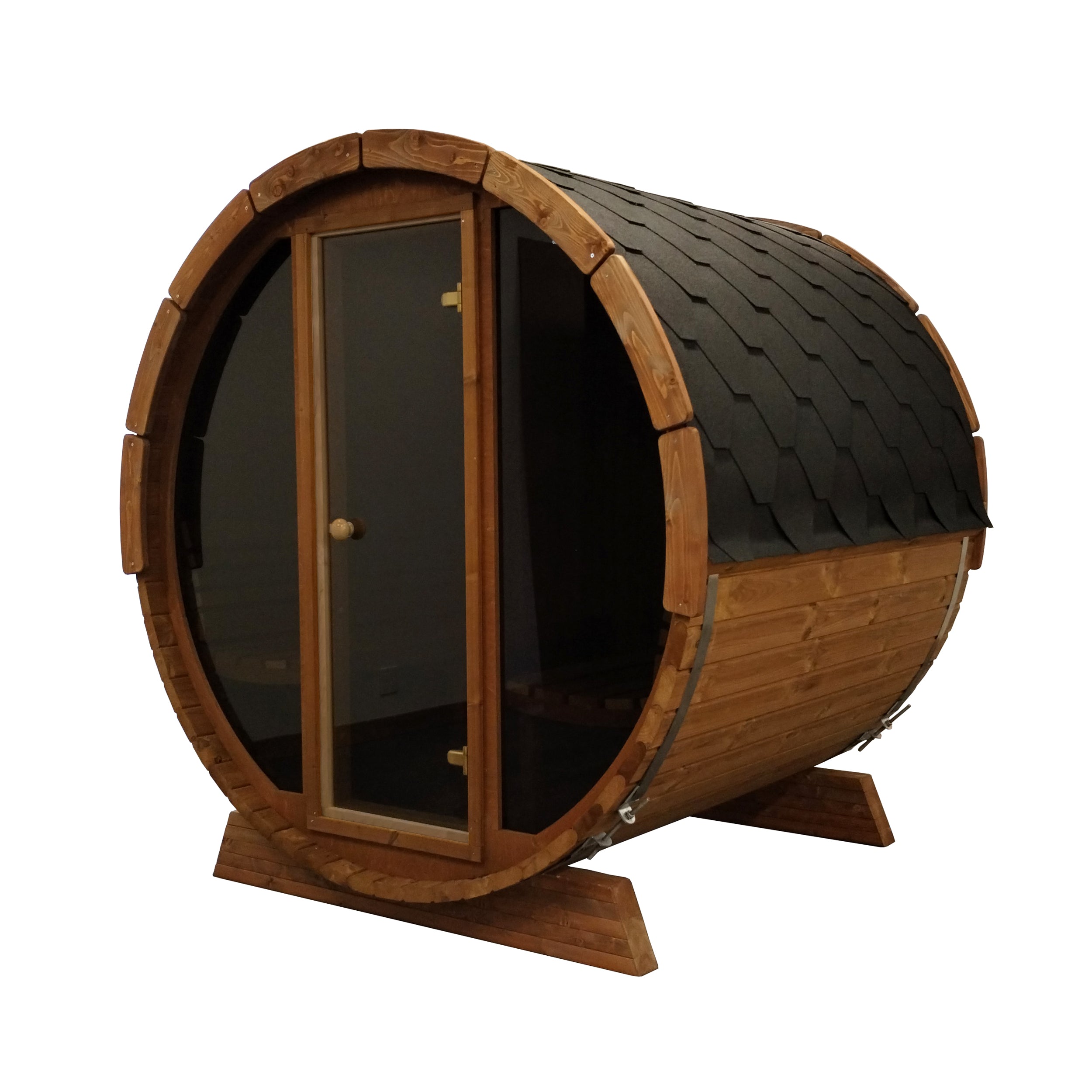 SaunaLife Model E7W – ERGO-Series Outdoor Sauna Barrel with Panoramic Rear Window (Up to 4 Persons)