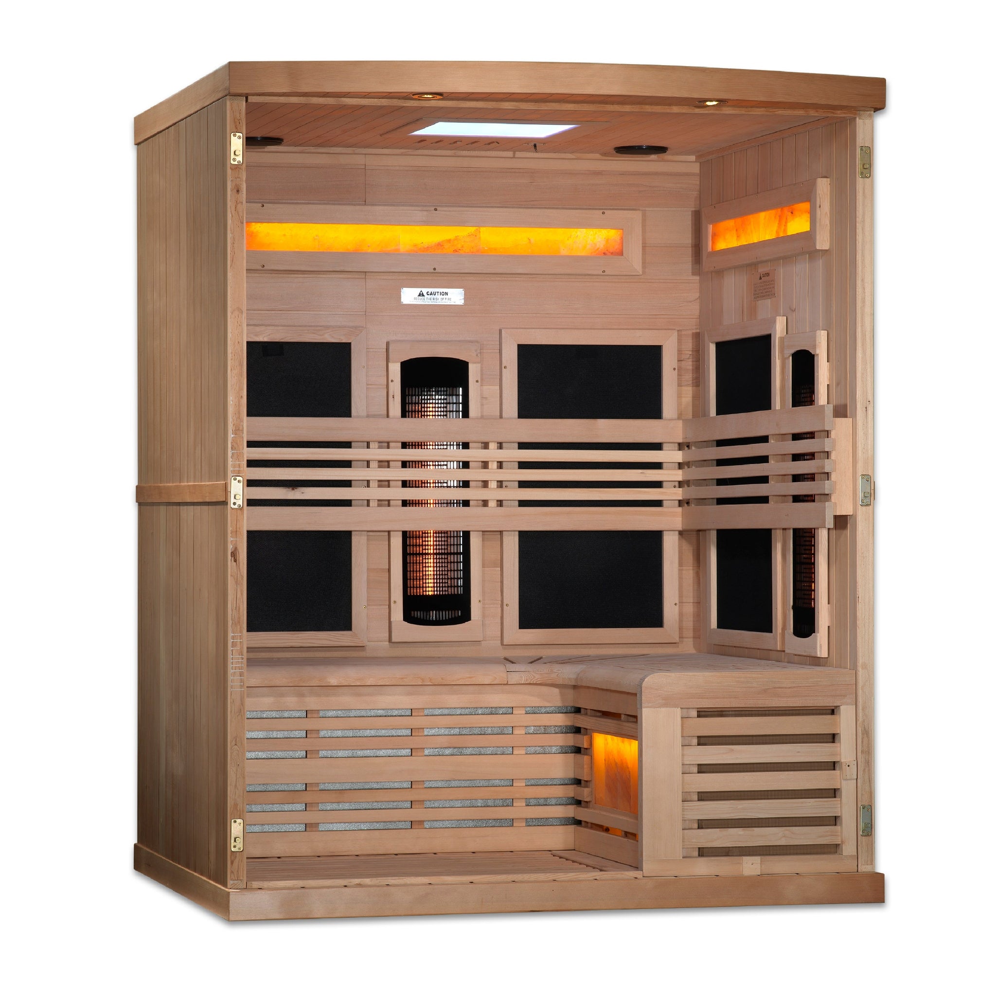 Golden Designs “Reserve Edition” 3 Person Full Spectrum Infrared Sauna w/ Himalayan Salt Bar (GDI-8230-01)