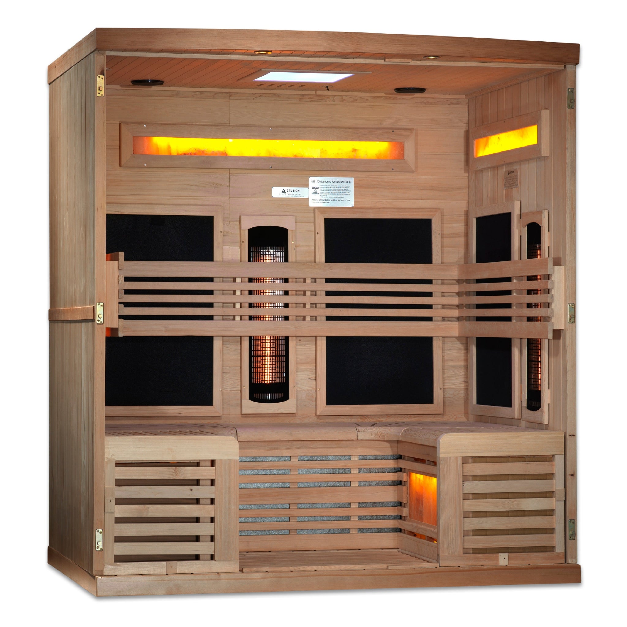 Golden Designs “Reserve Edition” 6 Person Full Spectrum Near Zero EMF Sauna w/ Himalayan Salt Bars (GDI-8260-01)