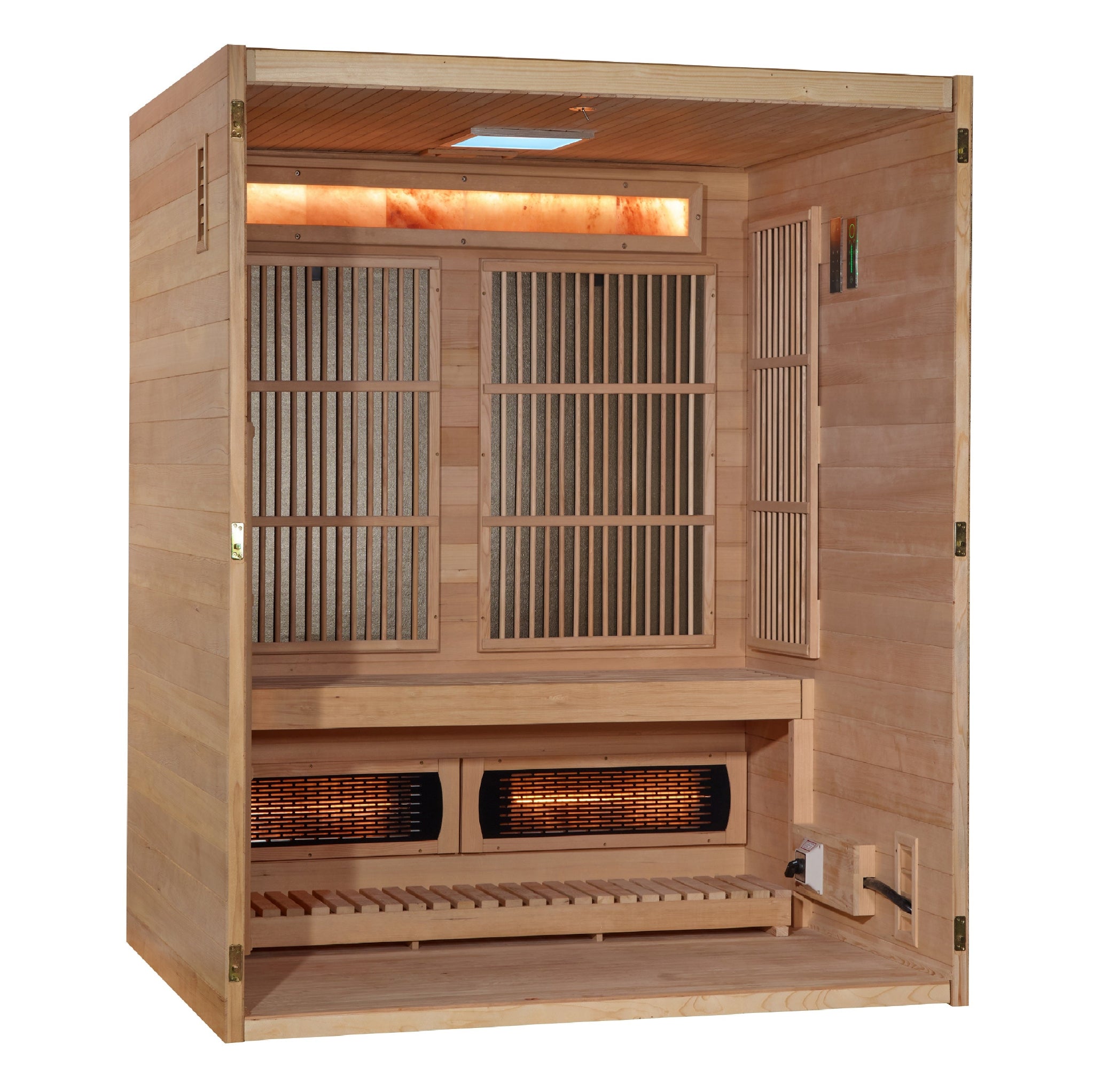 Golden Designs “Soria” 3 Person Hybrid Sauna – Full Spectrum Infrared + Harvia Stove (GDI-8330-01)