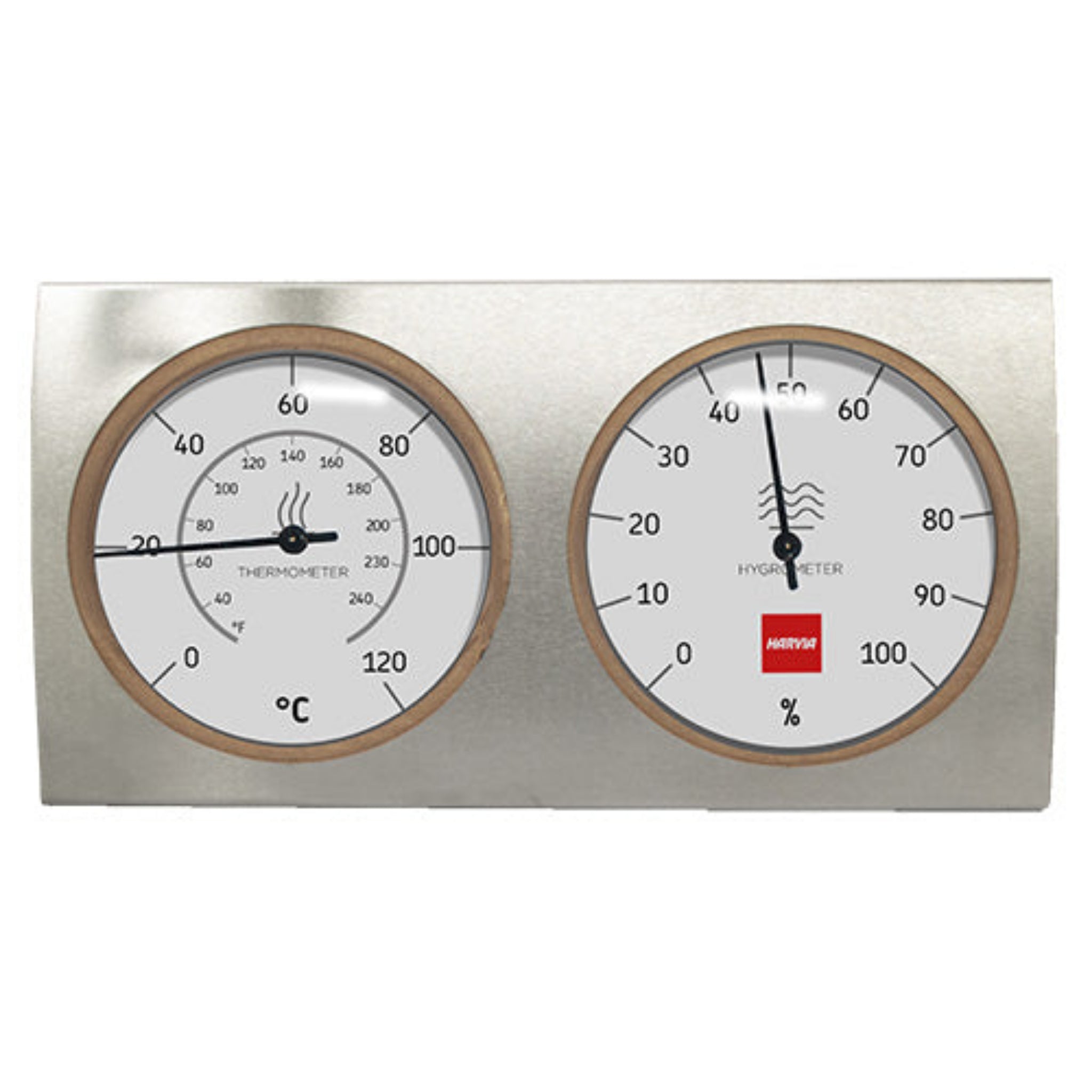 Harvia Stainless Steel Sauna Accessory Set (Bucket, Ladle, Thermometer & Hygrometer Combo)