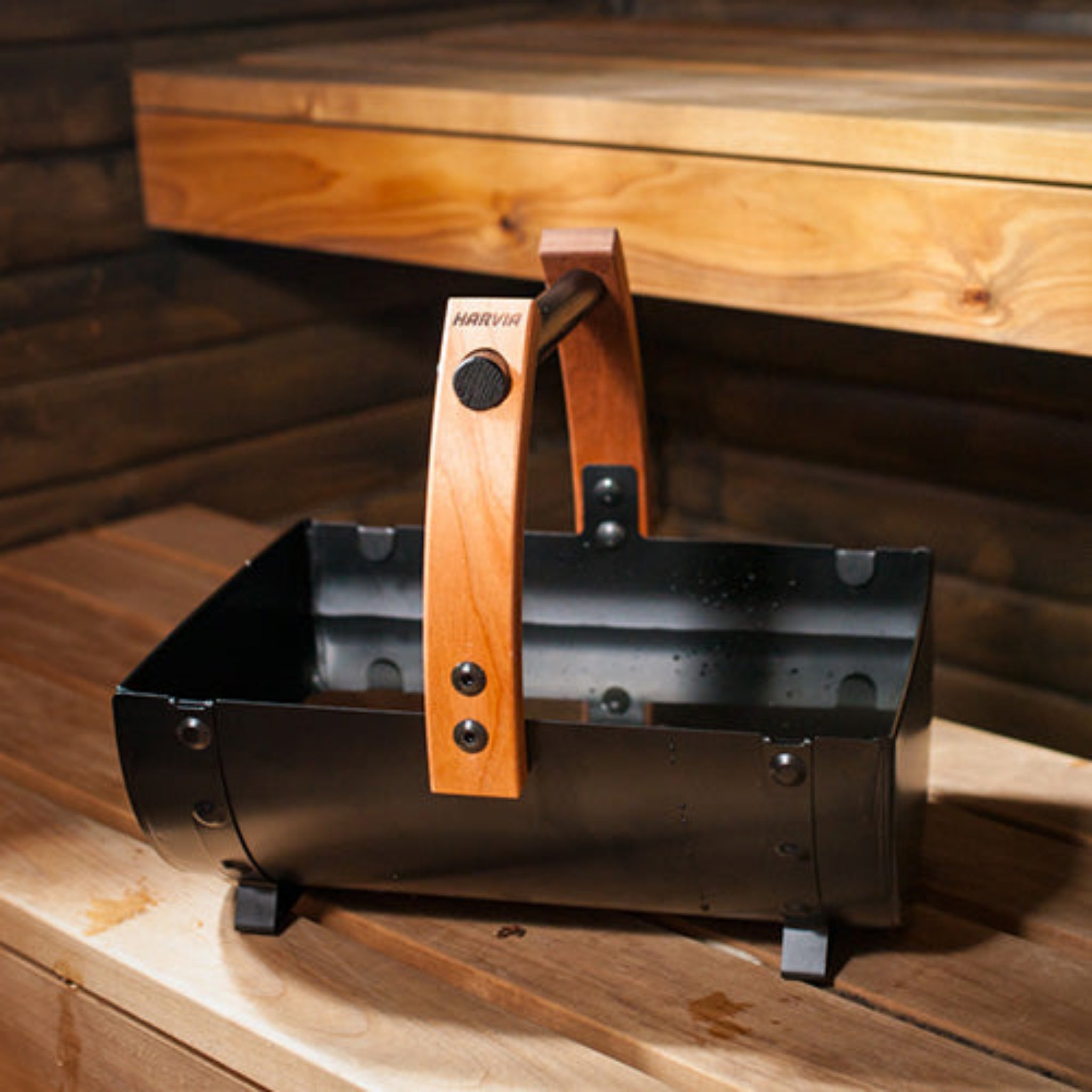 Harvia Legend Sauna Bucket (Black Steel & Thermo-Aspen Handle)