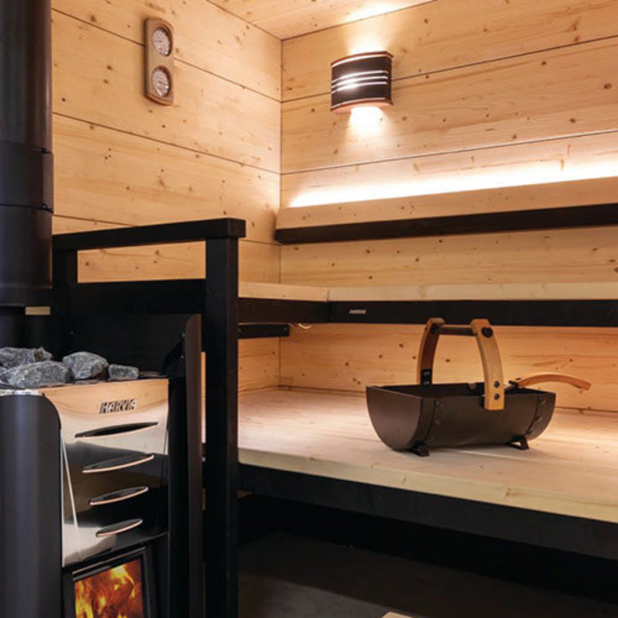 Harvia Legend Sauna Bucket (Black Steel & Thermo-Aspen Handle)