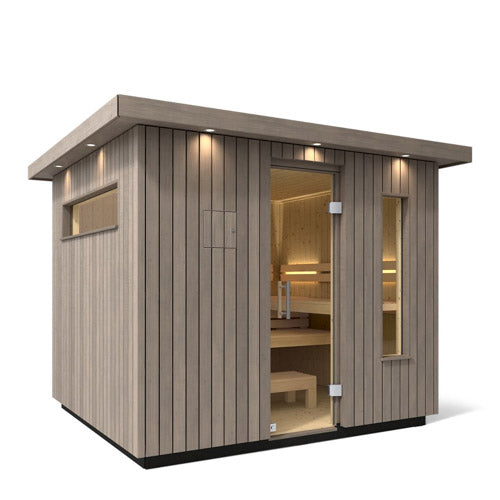 Kohler C2 Outdoor Sauna Kit – Weathered Grey Spruce (Up to 6 Persons)