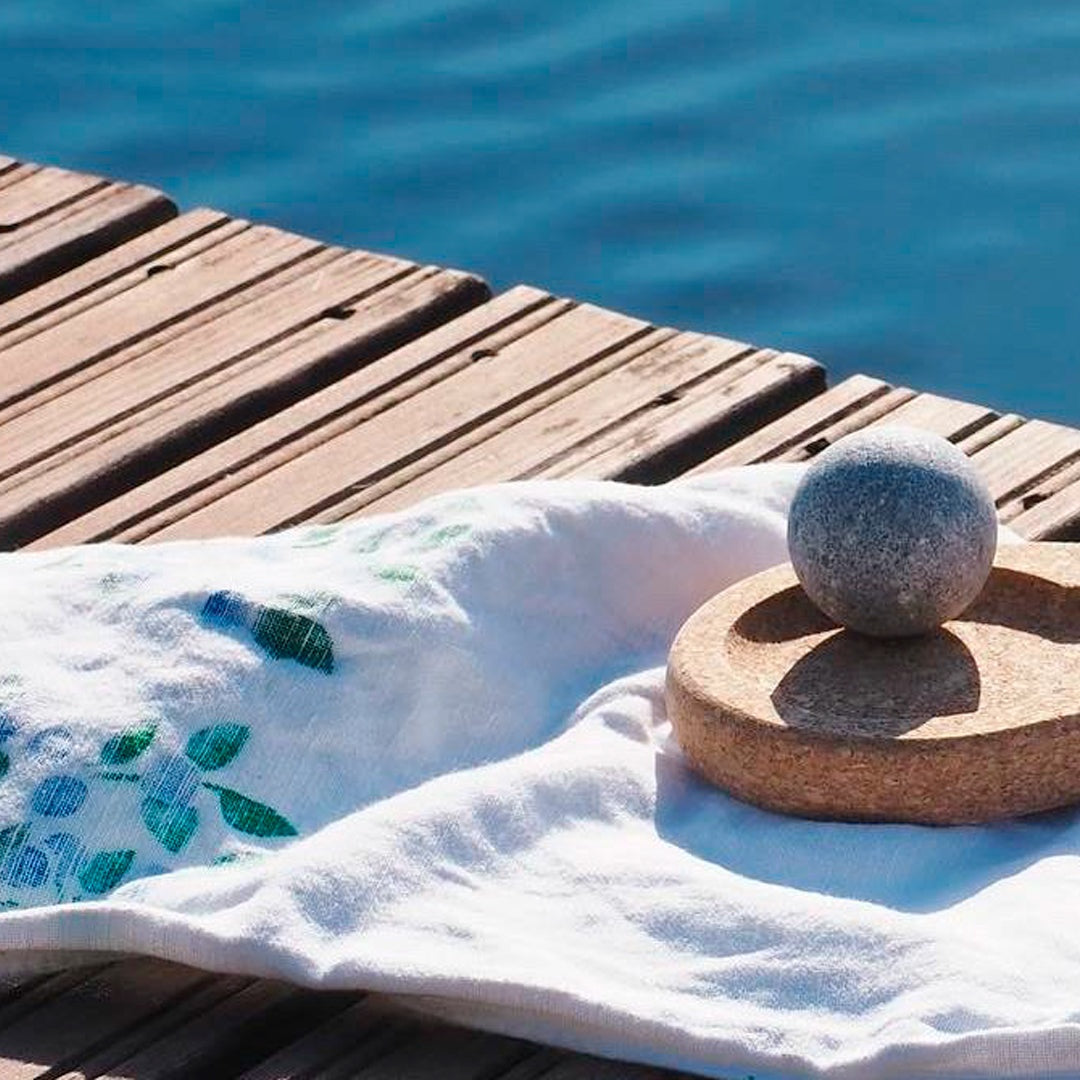 Hukka Mini SoleJoy Sauna Massage Stone w/ Natural Cork Base, Sphere — photo from Hukka