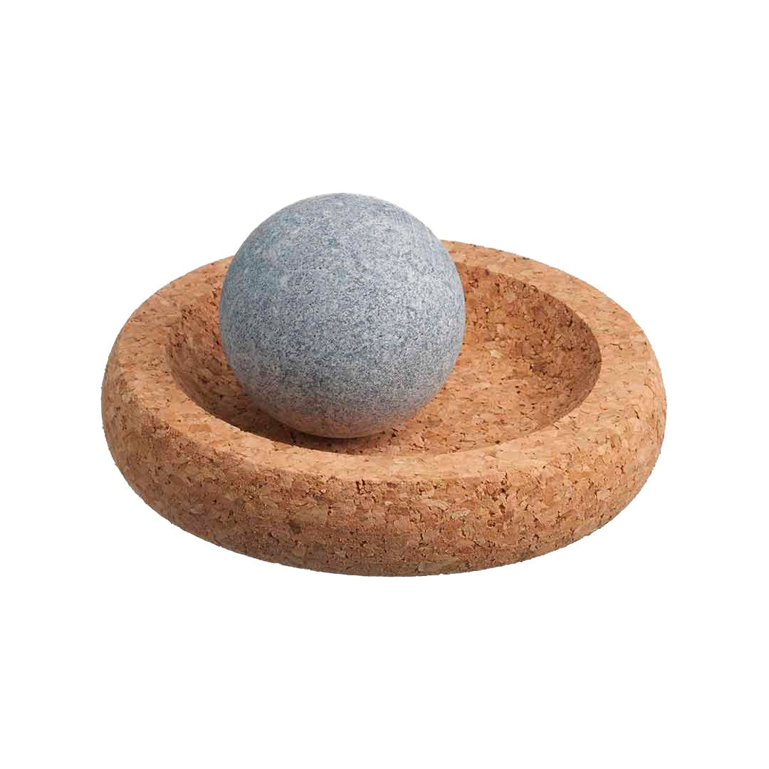 Hukka Mini SoleJoy Sauna Massage Stone w/ Natural Cork Base, Sphere