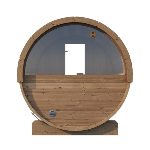 SaunaLife Model E6W – ERGO-Series Outdoor Sauna Barrel with Panoramic Rear Window (Up to 3 Persons)