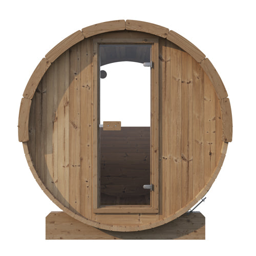 SaunaLife Model E8W – ERGO-Series 6-Person Outdoor Sauna Barrel with Panoramic Rear Window