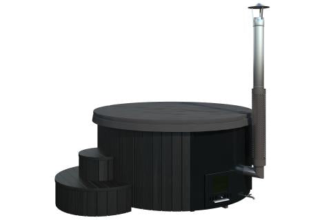 SaunaLife Model S4B – Soak-Series Outdoor Wood-Fired Hot Tub (Black, Up to 6 Persons)