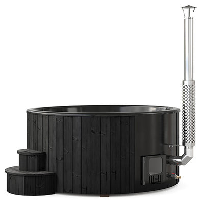 SaunaLife Model S6B Wood-Burning Hot Tub – Black Thermo-Spruce (Up to 7 Persons)