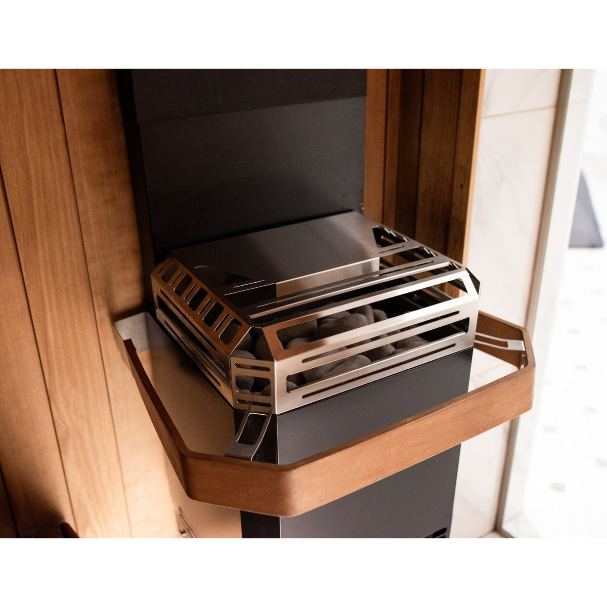 Saunum Air L Safety Rail fitted around an Air L heater (heater sold separately)