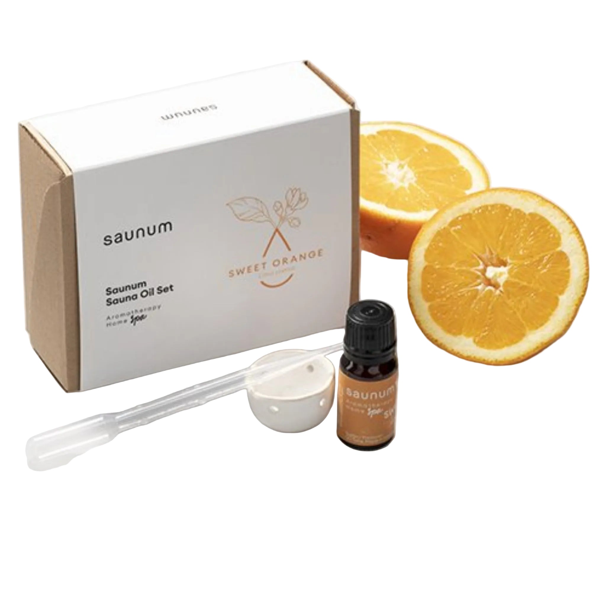 Saunum Aroma Oil Set (Sweet Orange Sauna Aromatherapy Kit with Ceramic Reservoir)
