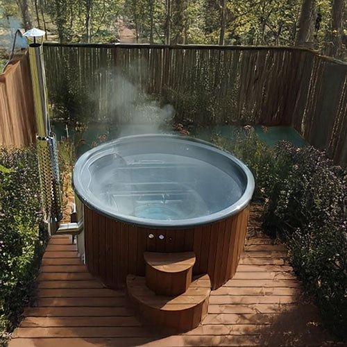 SaunaLife Model S4N – Soak-Series Outdoor Wood-Fired Hot Tub (Natural, Up to 6 Persons)