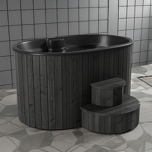 SaunaLife Model S2B Cold & Hot Immersion Tub – Black Thermo-Pine